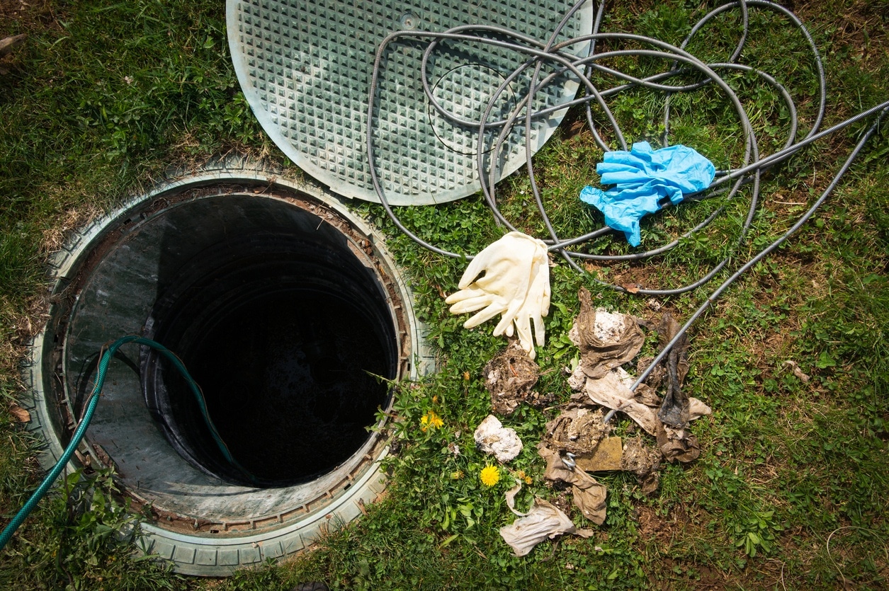 Underground septic system uncovered following a clog repair